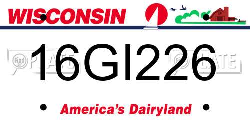 16GI226 Wisconsin License Plate