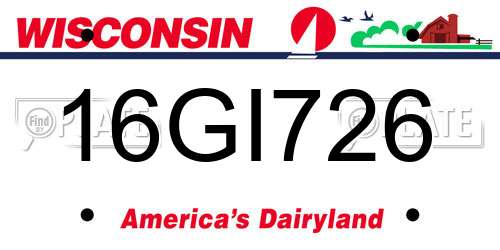 16GI726 Wisconsin License Plate