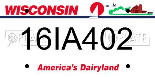 16IA402 Wisconsin License Plate