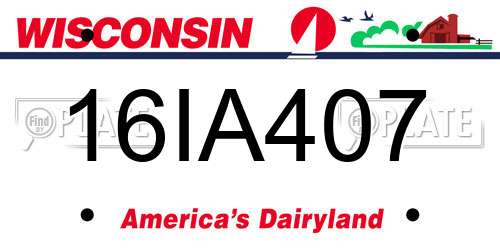 16IA407 Wisconsin License Plate