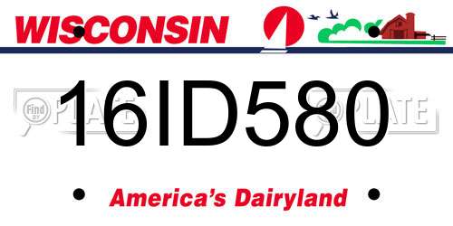 16ID580 Wisconsin License Plate