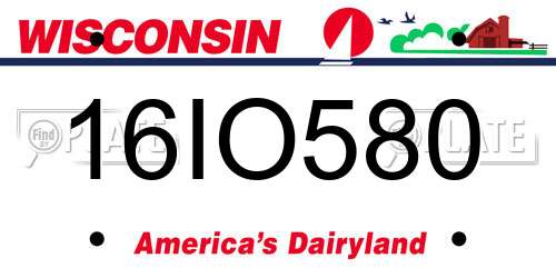 16IO580 Wisconsin License Plate