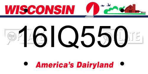 16IQ550 Wisconsin License Plate