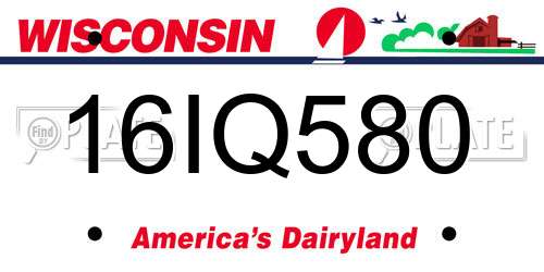 16IQ580 Wisconsin License Plate