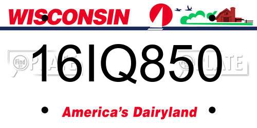 16IQ850 Wisconsin License Plate
