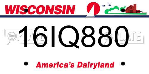 16IQ880 Wisconsin License Plate