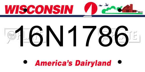 16N1786 Wisconsin License Plate