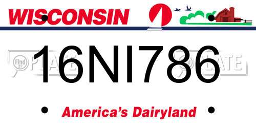 16NI786 Wisconsin License Plate