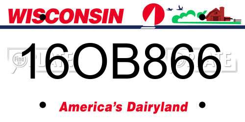 16OB866 Wisconsin License Plate
