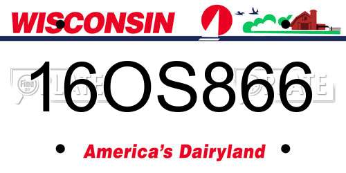 16OS866 Wisconsin License Plate