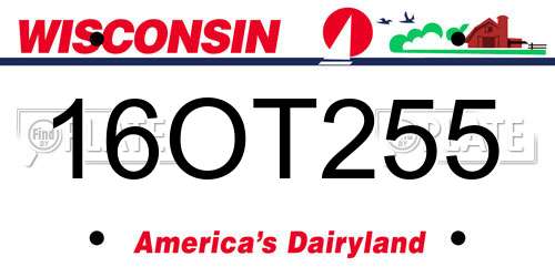 16OT255 Wisconsin License Plate