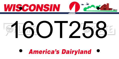 16OT258 Wisconsin License Plate