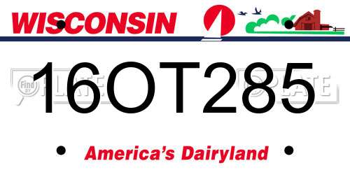 16OT285 Wisconsin License Plate