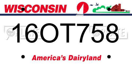 16OT758 Wisconsin License Plate