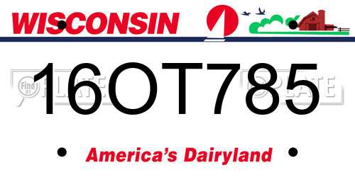 16OT785 Wisconsin License Plate