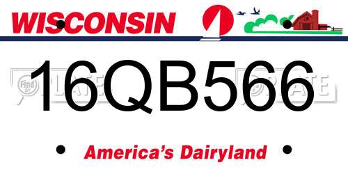 16QB566 Wisconsin License Plate