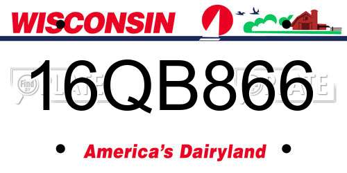 16QB866 Wisconsin License Plate
