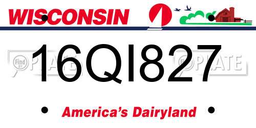 16QI827 Wisconsin License Plate
