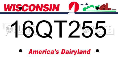 16QT255 Wisconsin License Plate