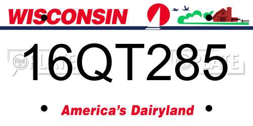 16QT285 Wisconsin License Plate