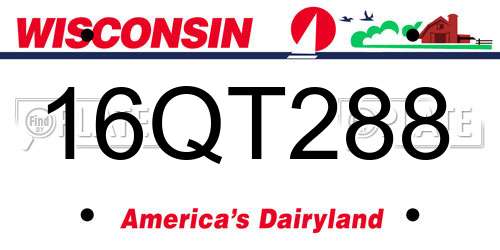 16QT288 Wisconsin License Plate