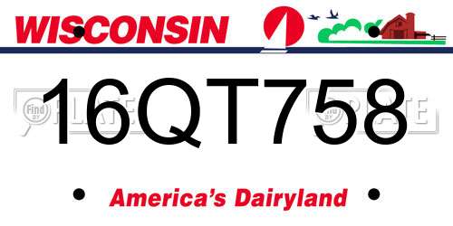 16QT758 Wisconsin License Plate
