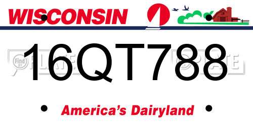 16QT788 Wisconsin License Plate