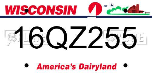 16QZ255 Wisconsin License Plate