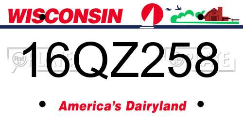 16QZ258 Wisconsin License Plate