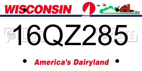 16QZ285 Wisconsin License Plate