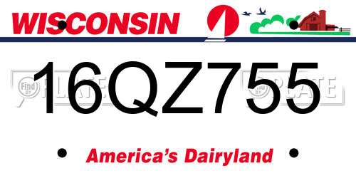 16QZ755 Wisconsin License Plate