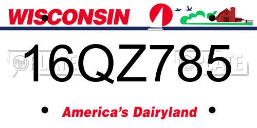 16QZ785 Wisconsin License Plate
