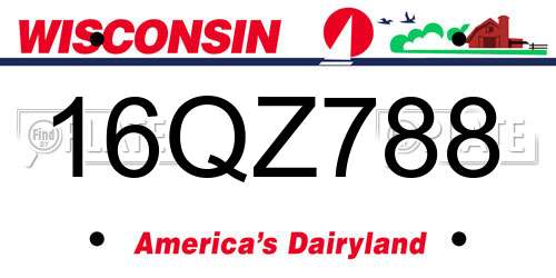 16QZ788 Wisconsin License Plate
