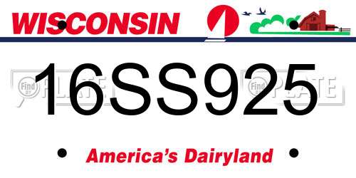 16SS925 Wisconsin License Plate