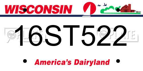 16ST522 Wisconsin License Plate