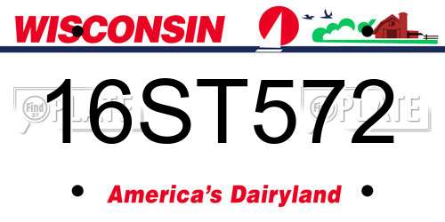 16ST572 Wisconsin License Plate