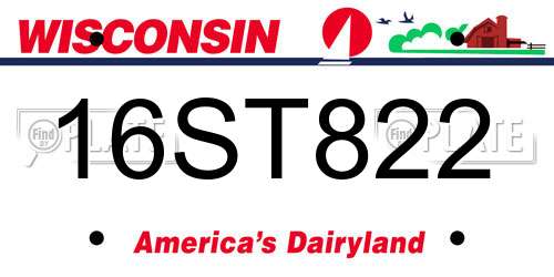 16ST822 Wisconsin License Plate
