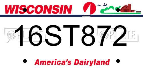 16ST872 Wisconsin License Plate