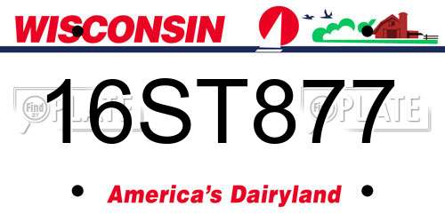 16ST877 Wisconsin License Plate