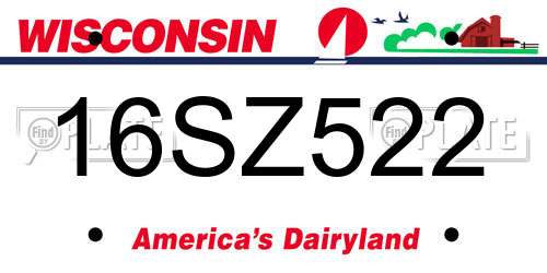 16SZ522 Wisconsin License Plate