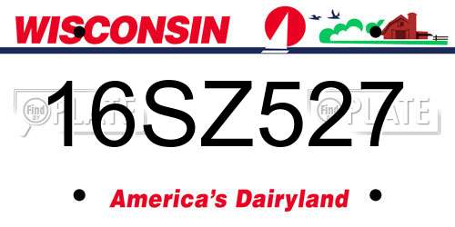 16SZ527 Wisconsin License Plate
