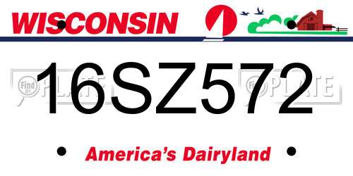 16SZ572 Wisconsin License Plate