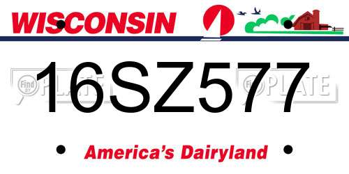 16SZ577 Wisconsin License Plate