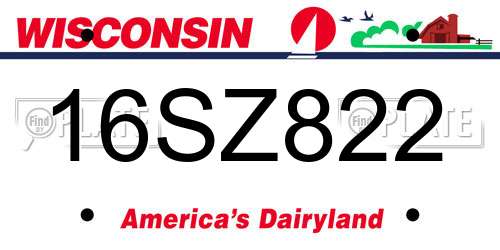 16SZ822 Wisconsin License Plate