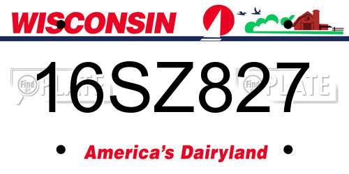 16SZ827 Wisconsin License Plate