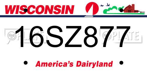 16SZ877 Wisconsin License Plate