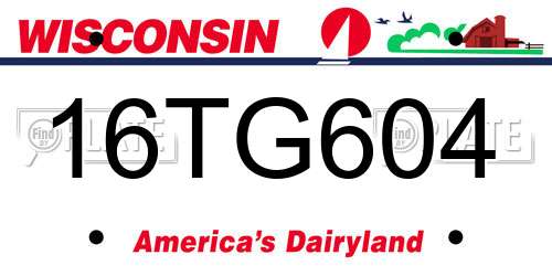 16TG604 Wisconsin License Plate
