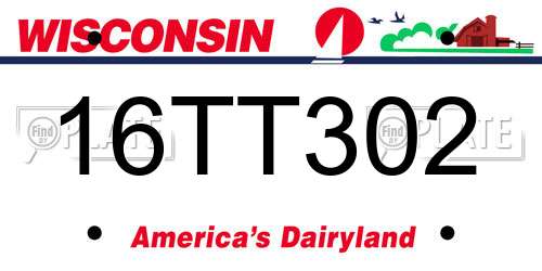 16TT302 Wisconsin License Plate