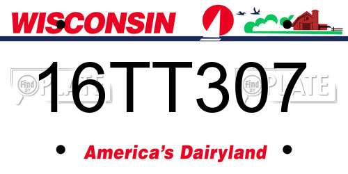 16TT307 Wisconsin License Plate