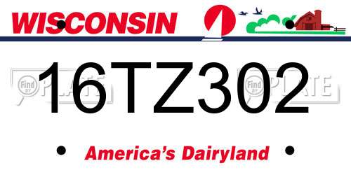 16TZ302 Wisconsin License Plate